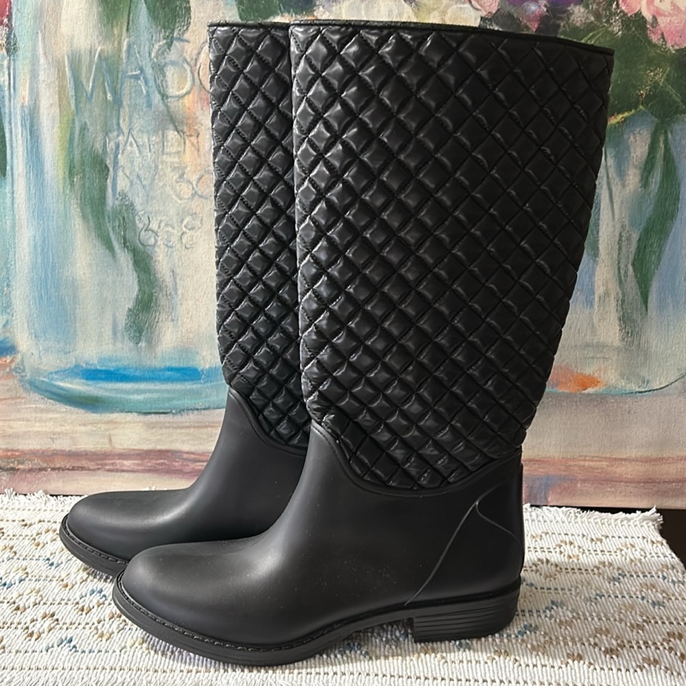 Quilted Black Winter & Rain Boots